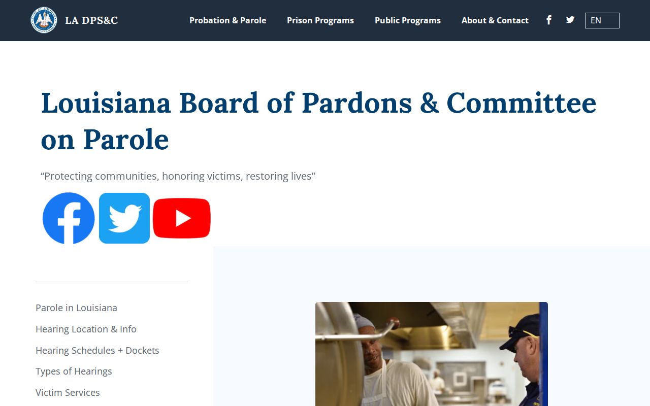 Louisiana parole docket source for Bienville Parish release decisions